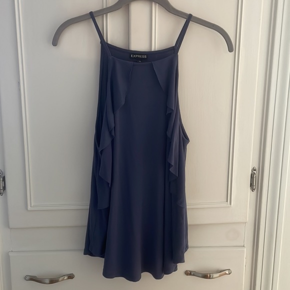 Express Dusty Blue Ruffle Tank Top size medium - Picture 4 of 6